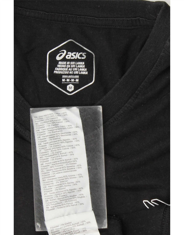 Męska koszulka z grafiką Asics, średnia czarna bawełniana