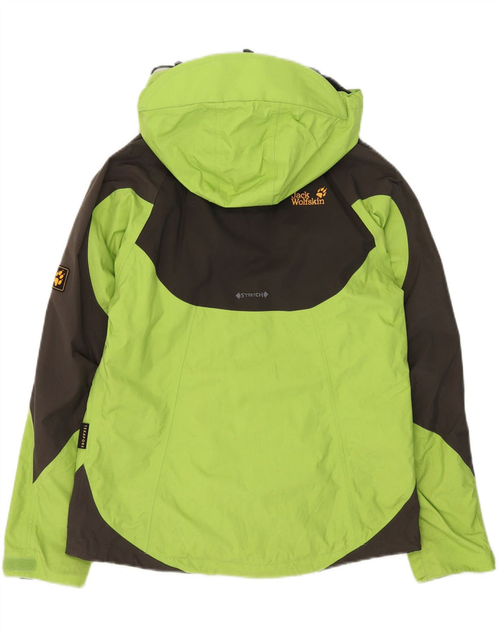 Damska kurtka przeciwdeszczowa Jack Wolfskin z kapturem UK 12/14 w kolorze średniej zieleni
