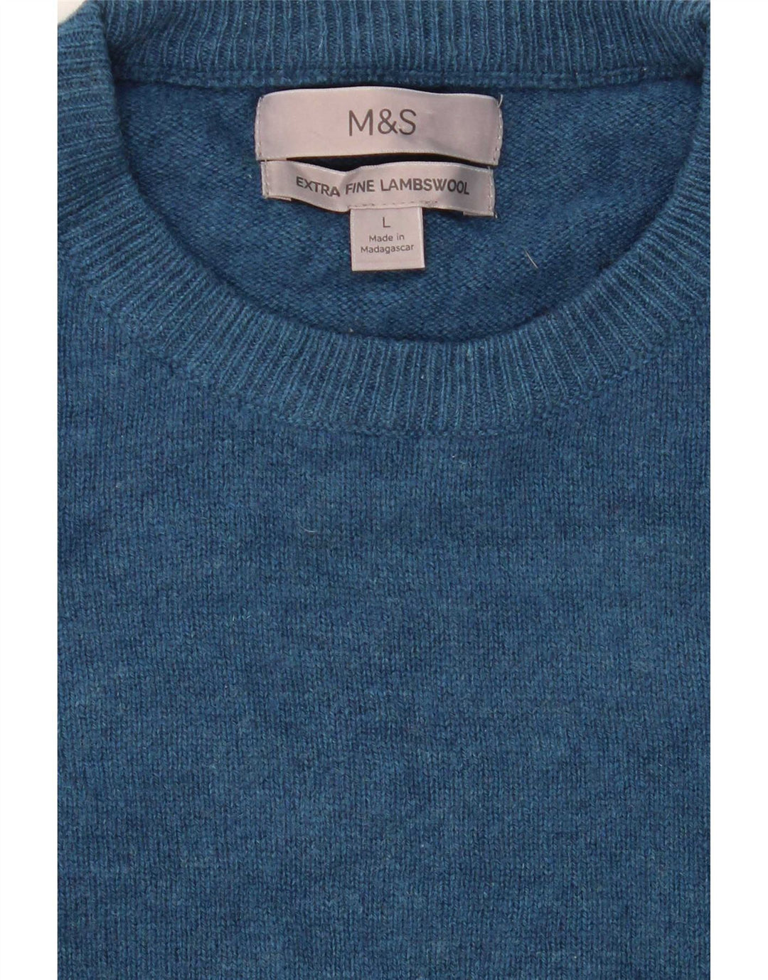 Marks & Spencer Męski sweter z okrągłym dekoltem, duży, niebieski, z owczej wełny