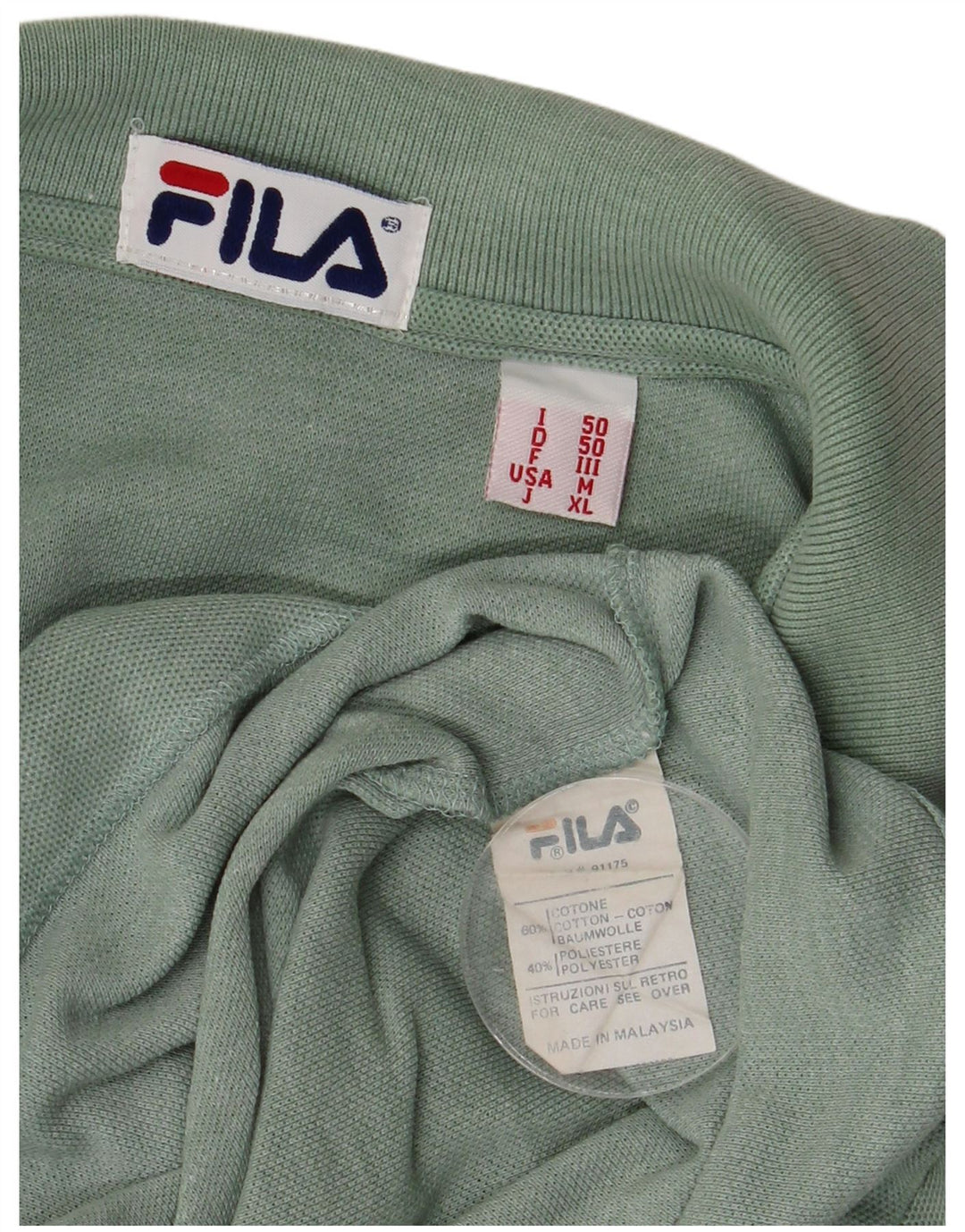 Męska koszulka polo Fila, średnia, zielona bawełna