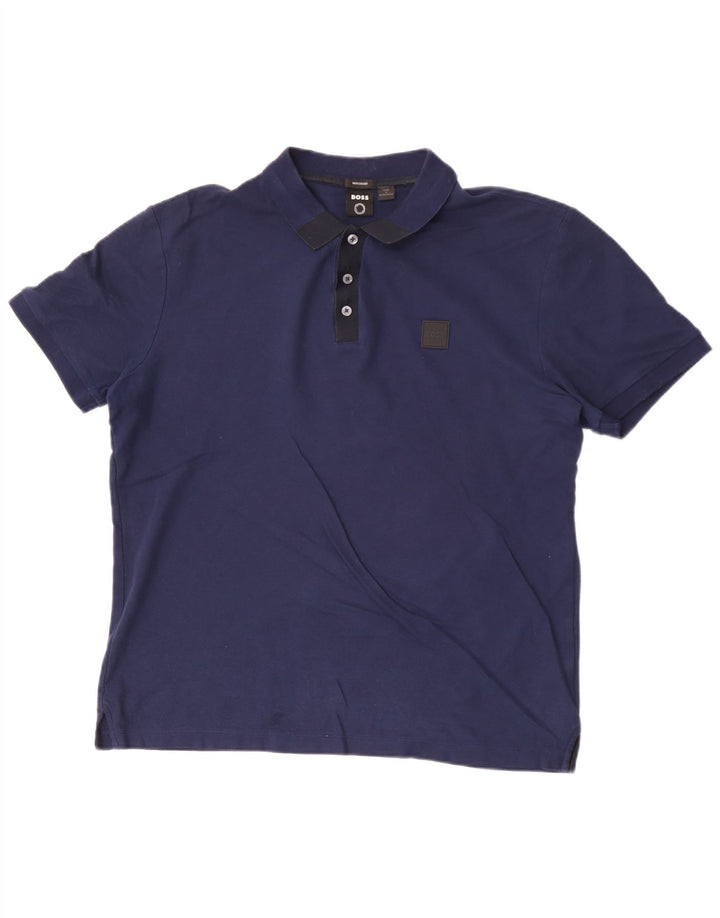 Męska koszulka polo Hugo Boss, duża, granatowa, bawełniana