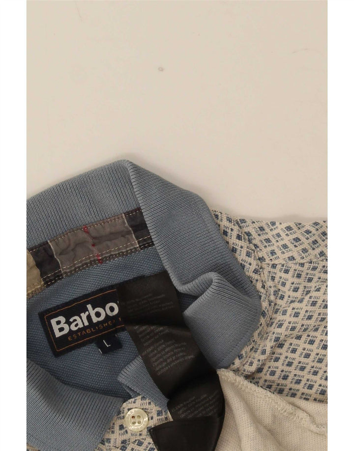 Męska koszulka polo Barbour, duża, szara, geometryczna bawełna