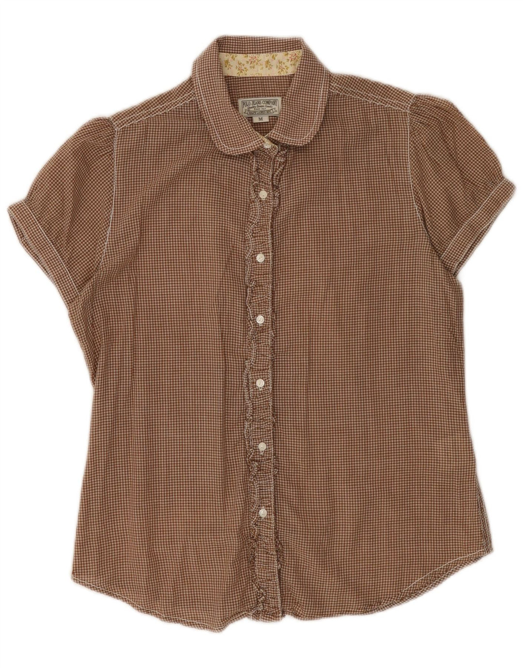 POLO RALPH LAUREN Damska bluzka koszulowa z krótkim rękawem UK 12 Średni brąz