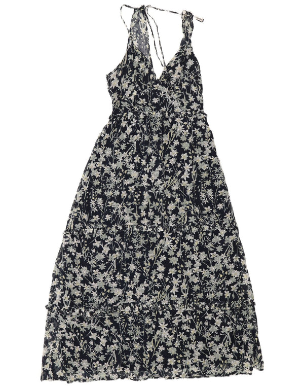 Damska sukienka maxi bez rękawów Superdry UK 10, mała, granatowa, w kwiaty, artystyczna