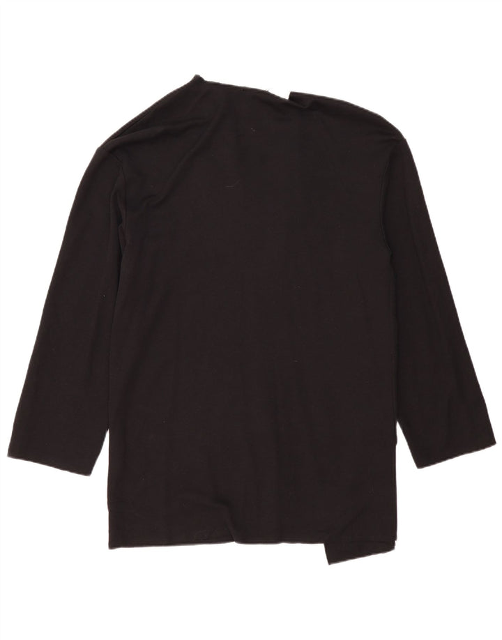 Damski kardigan o długim kroju, oversize, UK 10, mały, czarny, bawełniany