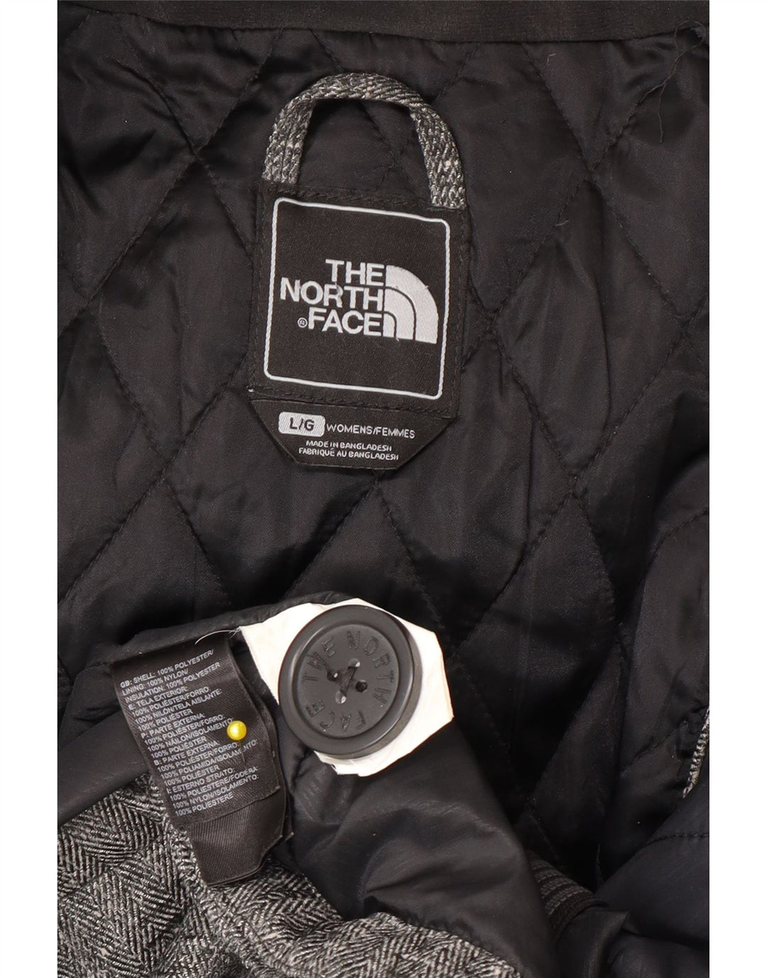 Damska kurtka bomberka z kapturem The North Face UK 16, duża, szara, w jodełkę