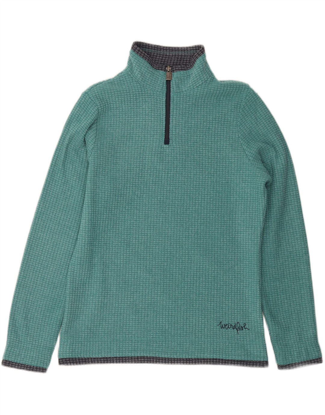 Damski sweter polarowy WEIRD FISH z zamkiem błyskawicznym, UK 10, mały, zielony poliester