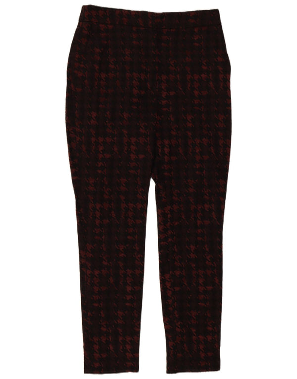 Spodnie damskie Reiss o krótkim kroju UK 8 Small W26 L25 Burgundowe pepitkę