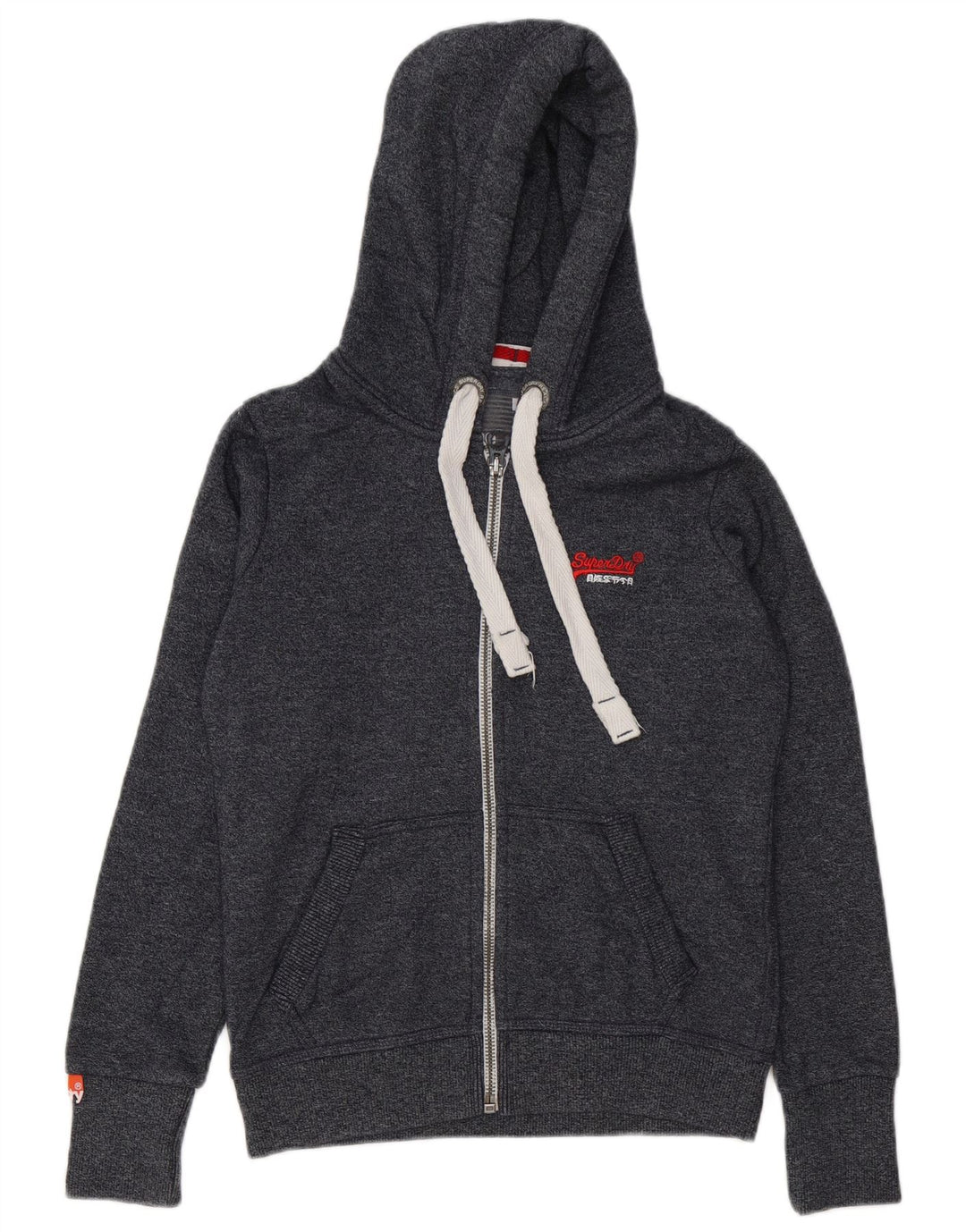 Męski sweter z kapturem i zamkiem Superdry Średnioszary, bawełniany w cętki