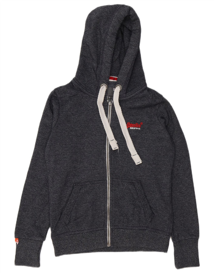 Męski sweter z kapturem i zamkiem Superdry Średnioszary, bawełniany w cętki