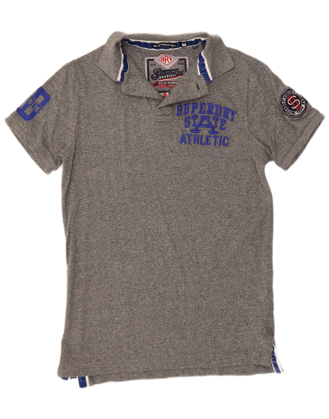 Męska koszulka polo SUPERDRY z grafiką, średnioszara, bawełniana