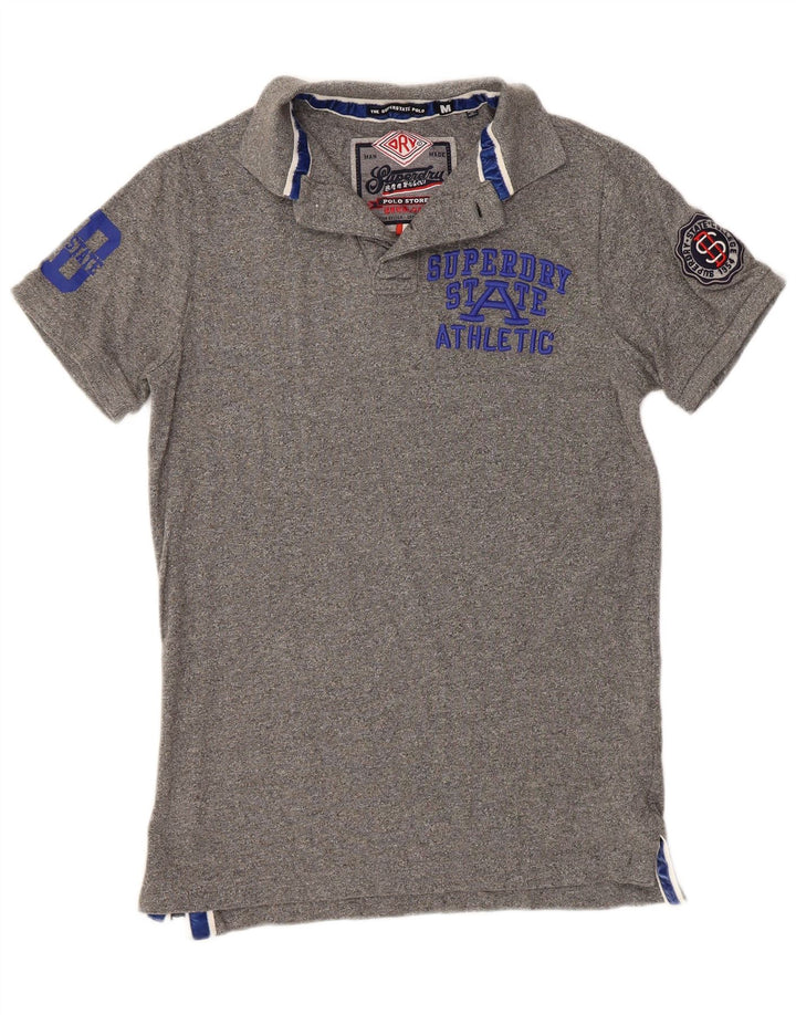 Męska koszulka polo SUPERDRY z grafiką, średnioszara, bawełniana