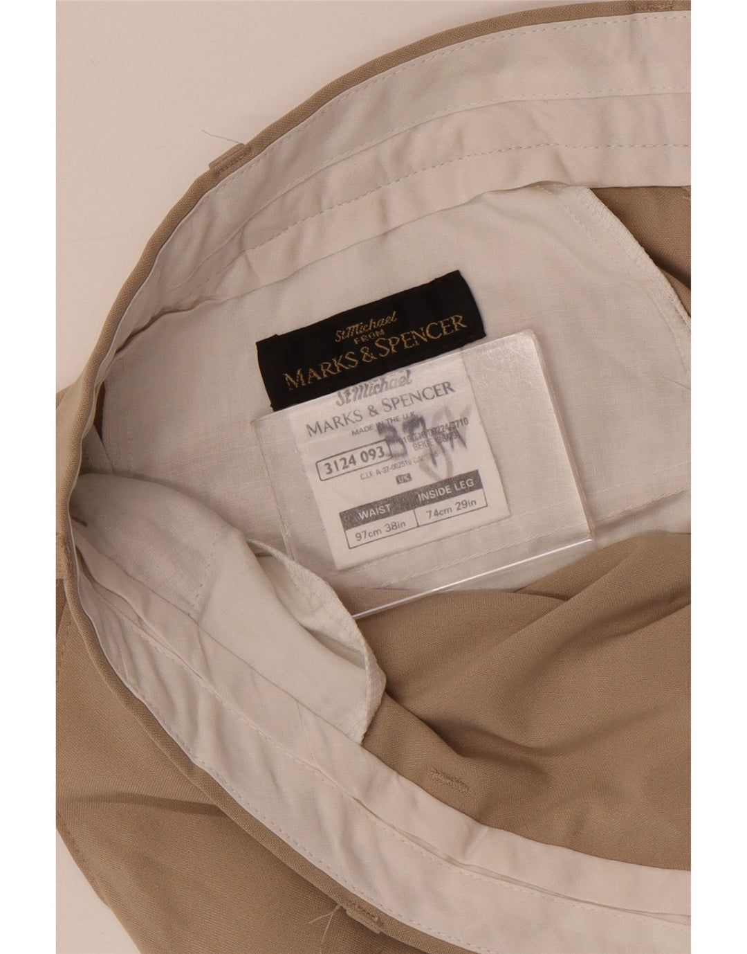 Marks & Spencer Męskie krótkie spodnie W38 L24 Beżowy poliester