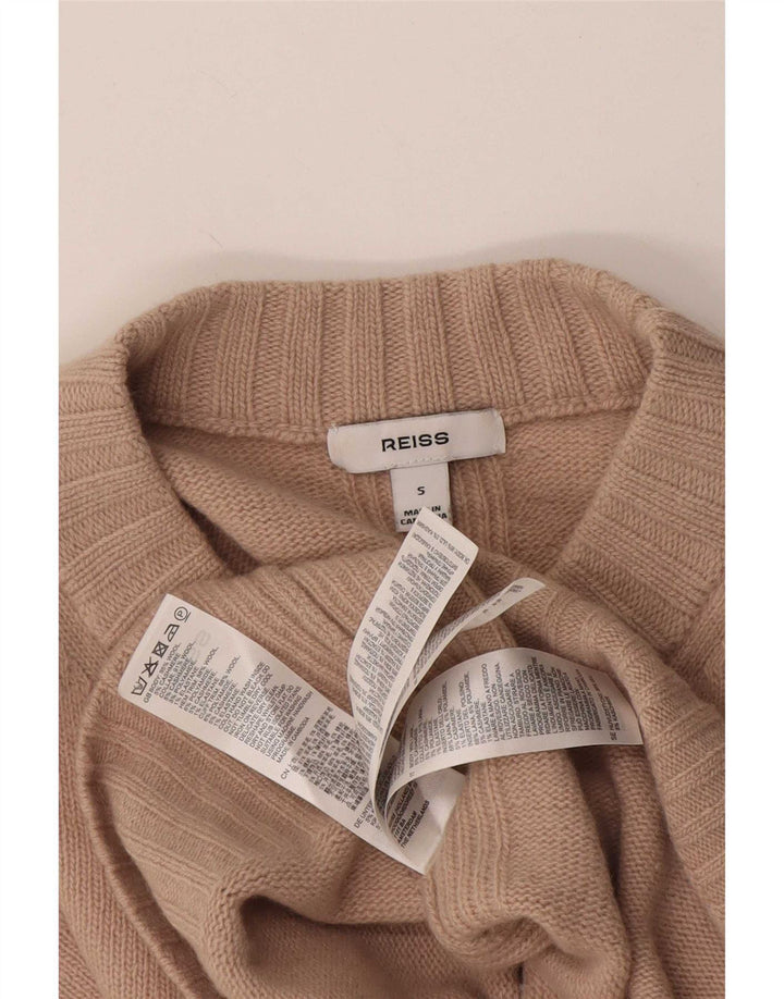 Damski sweter oversize Reiss z okrągłym dekoltem UK 10 Small Beżowa wełna