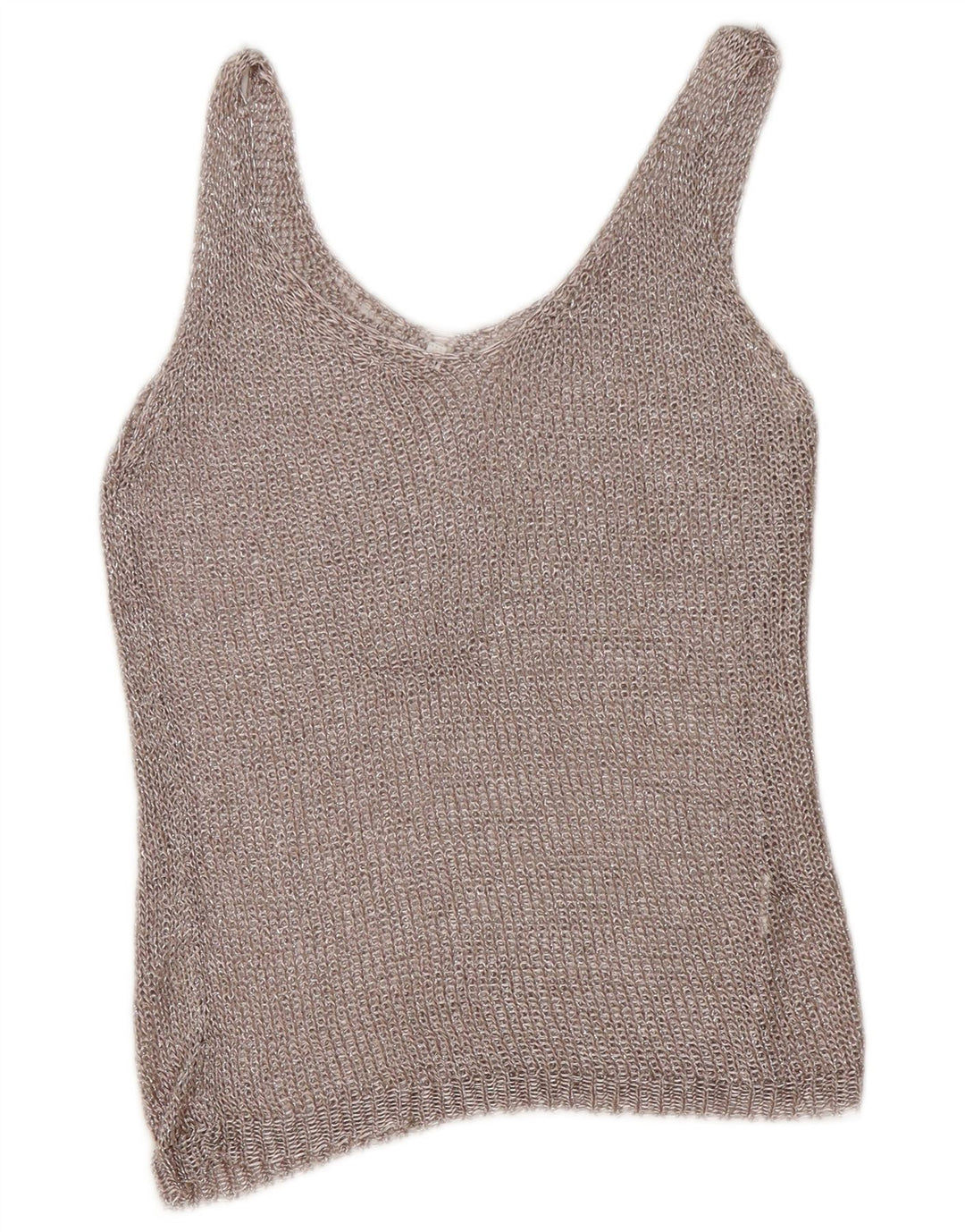 Vintage damska kamizelka szydełkowa Top UK 12 Medium Silver