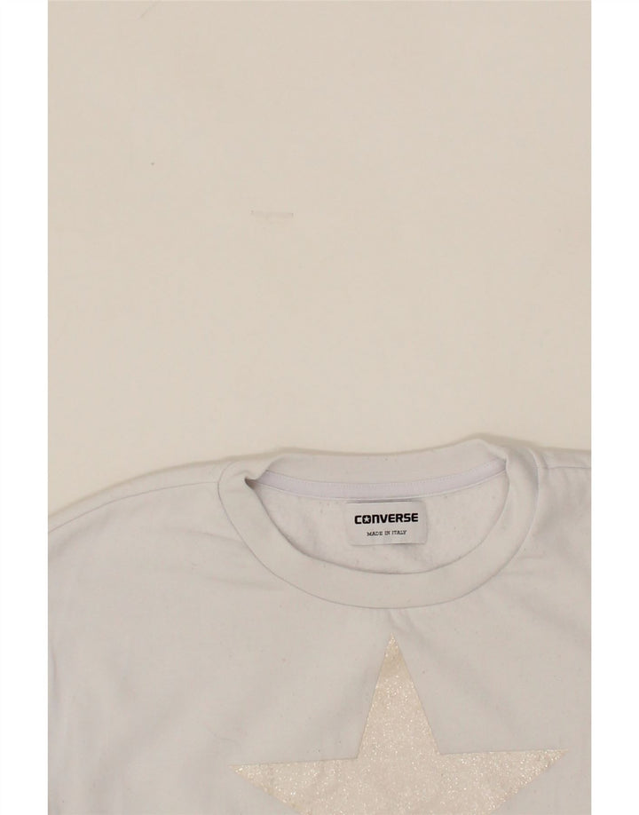 CONVERSE Womens Graphic Sweatshirt Jumper UK 16 Large White Cotton Vintage Converse and Second-Hand Converse from Messina Hembry 