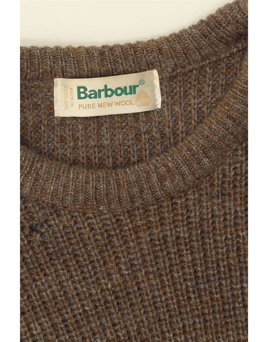 Męski sweter z okrągłym dekoltem BARBOUR, średnia khaki, nowa wełna