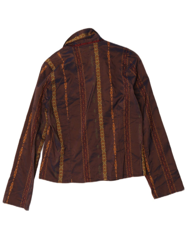 Damska bluzka koszulowa w stylu vintage UK 12 Średni brąz Paisley