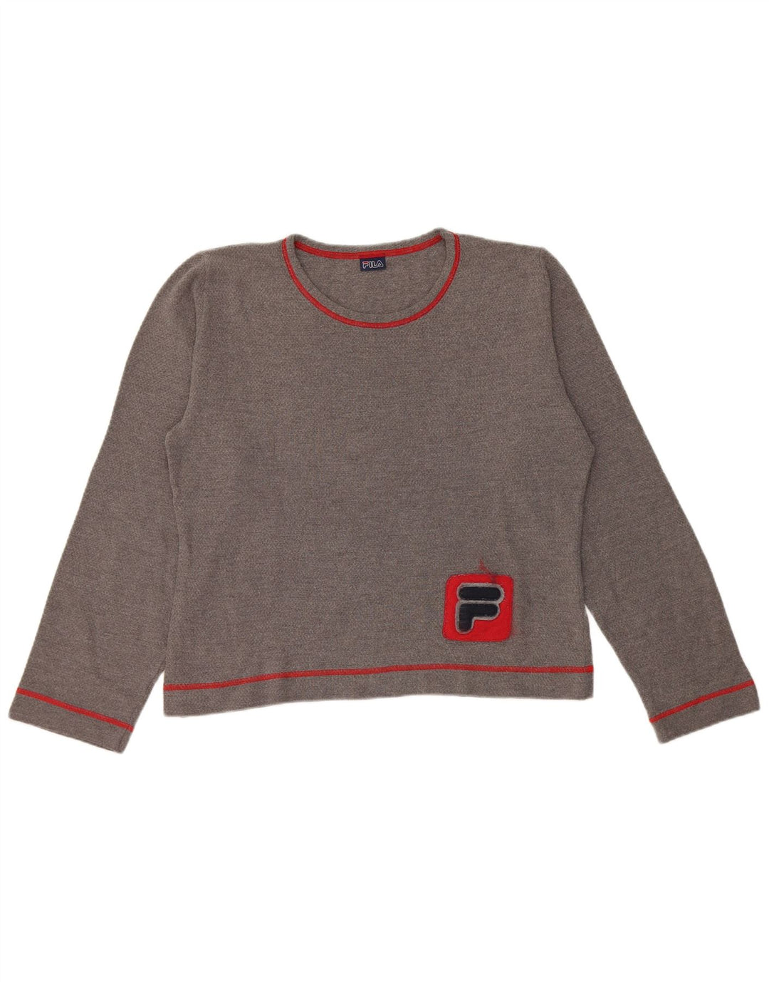 Damski top Fila Crop Graphic z długim rękawem, UK 16, duży, szary