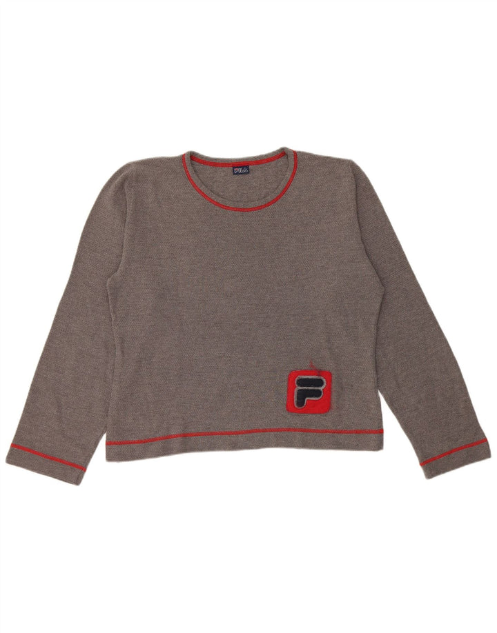 Damski top Fila Crop Graphic z długim rękawem, UK 16, duży, szary