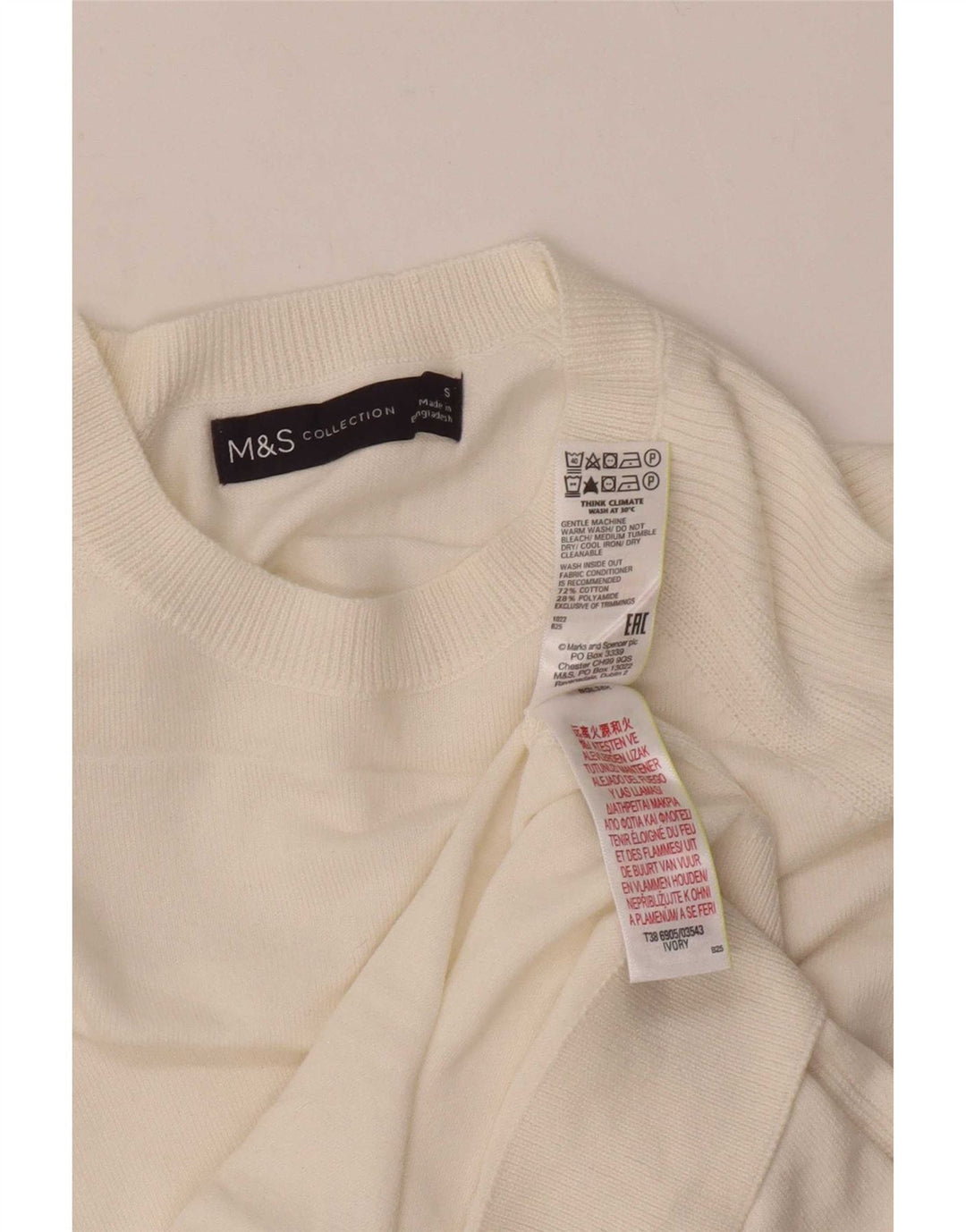 Marks & Spencer Damski sweter z dekoltem w łódkę, UK 10, mały, biały
