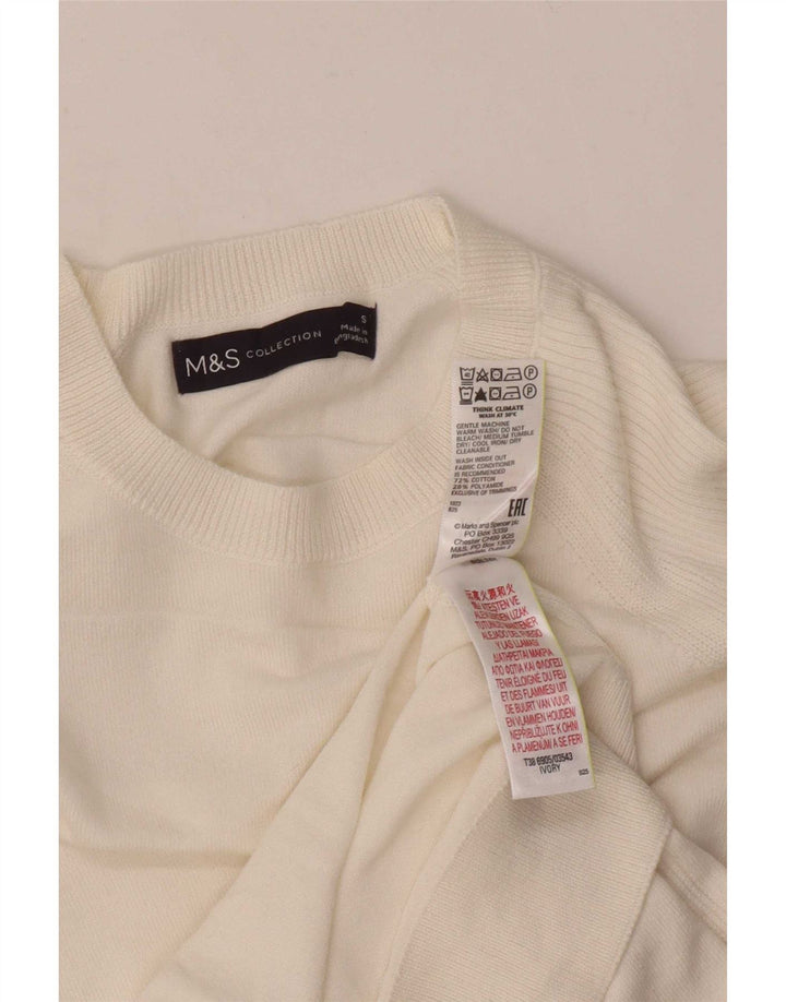 Marks & Spencer Damski sweter z dekoltem w łódkę, UK 10, mały, biały