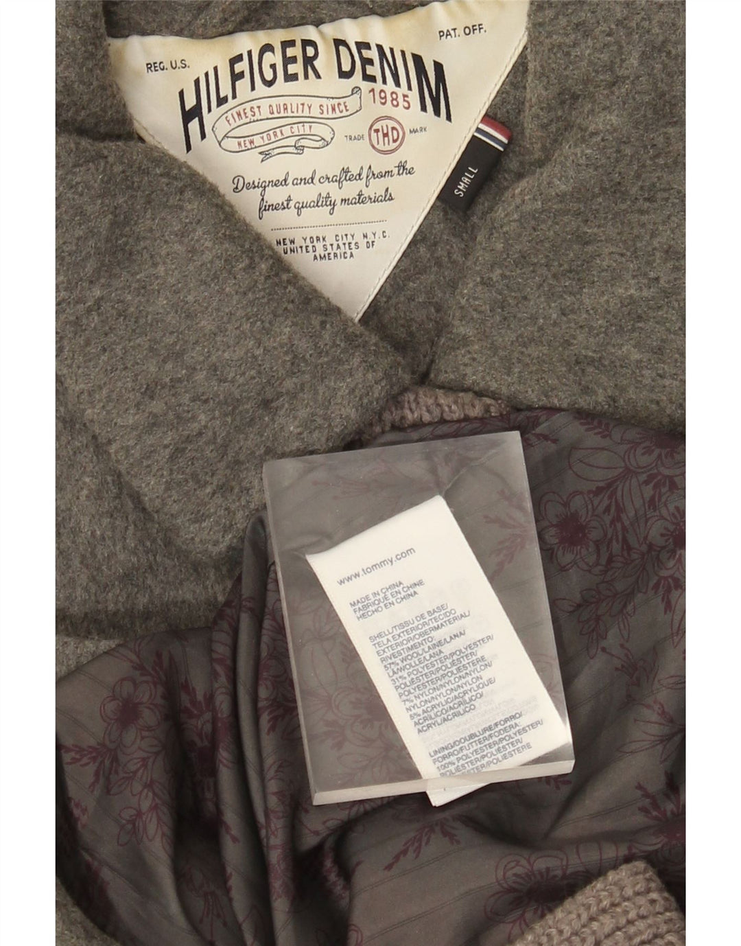 Płaszcz damski Tommy Hilfiger UK 10 Small, szara wełna