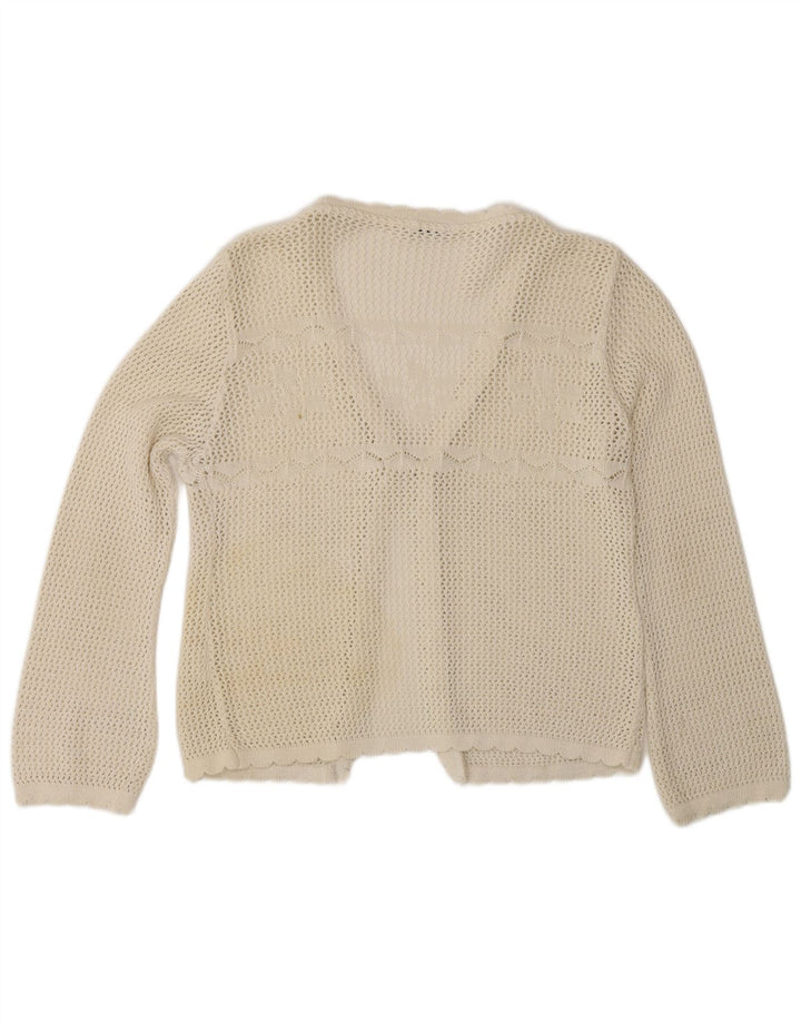 Sweter damski na szydełku w stylu vintage, UK 12, średni biały