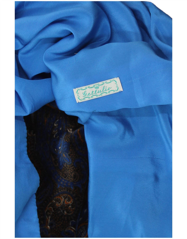 VINTAGE Damska aksamitna marynarka zapinana na 5 guzików UK 14, duża niebieska paisley