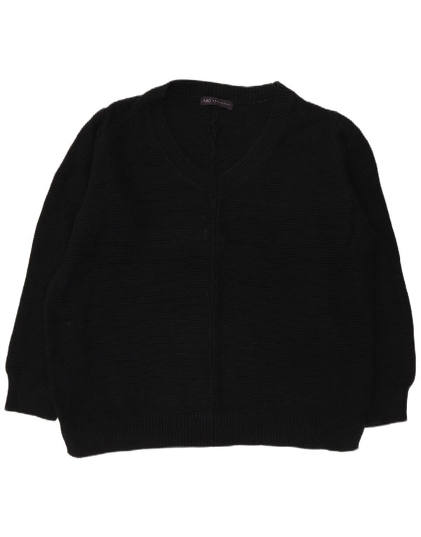 Marks & Spencer Męski sweter z dekoltem w kształcie litery V, UK 20 2XL, czarny, bawełniany