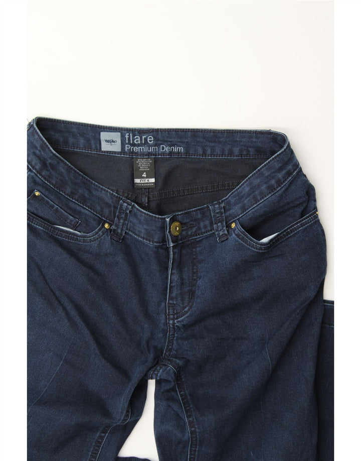 MOSSIMO Womens Flared Jeans US 4 Small W30 L32 Navy Blue Cotton Vintage Mossimo and Second-Hand Mossimo from Messina Hembry 