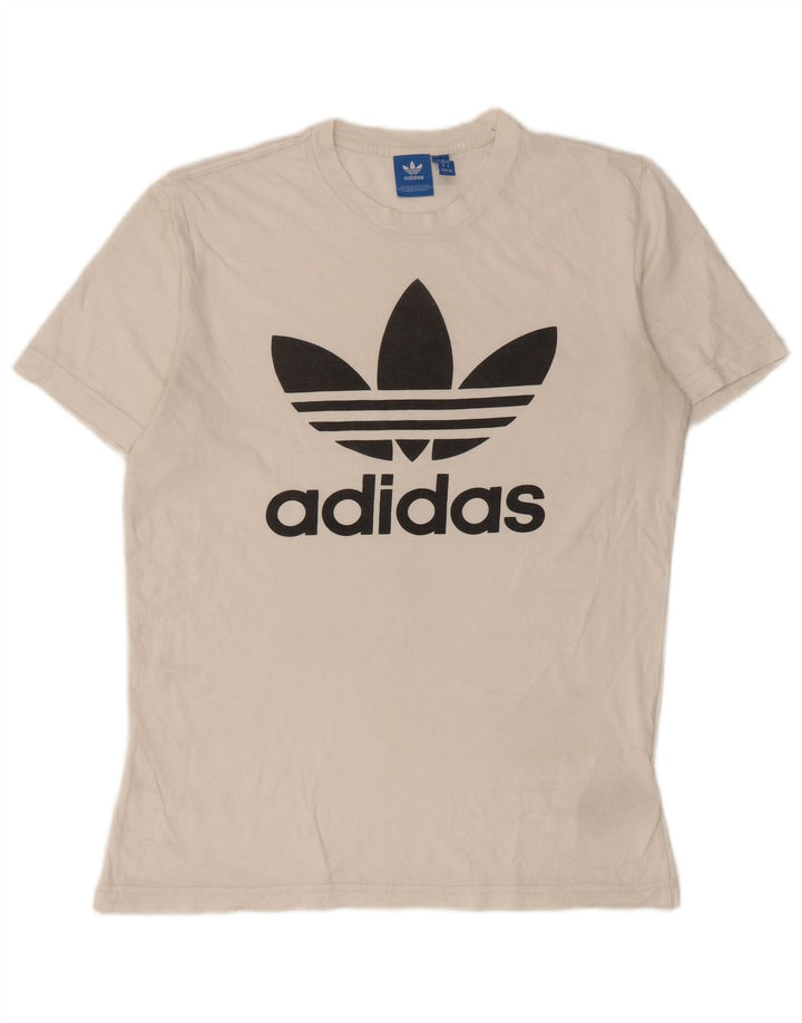 Męska koszulka z grafiką Adidas, średnia, biała bawełna