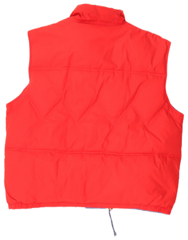 VINTAGE Mens Reversible Padded Gilet UK 42 XL Red Cotton