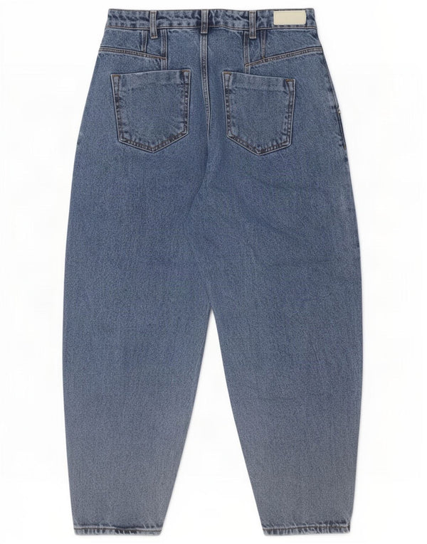 Zara Womens High Waist Crop Loose Jeans EU 38 Small W28 L25 Blue Cotton