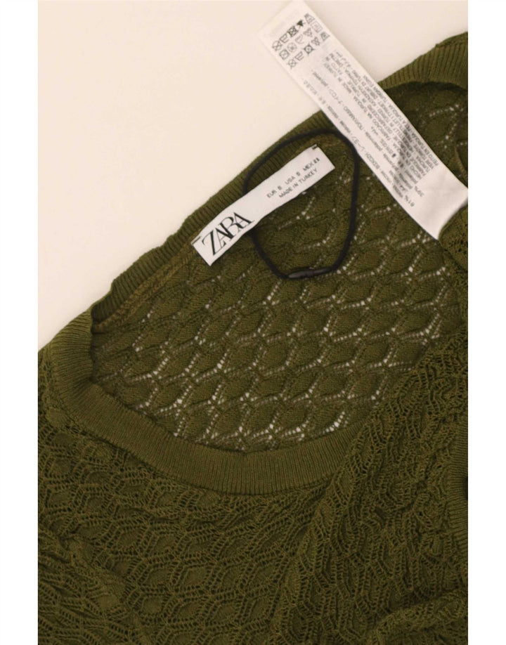 Damska krótka bluzka Zara Top UK 8 Small Khaki z wiskozy