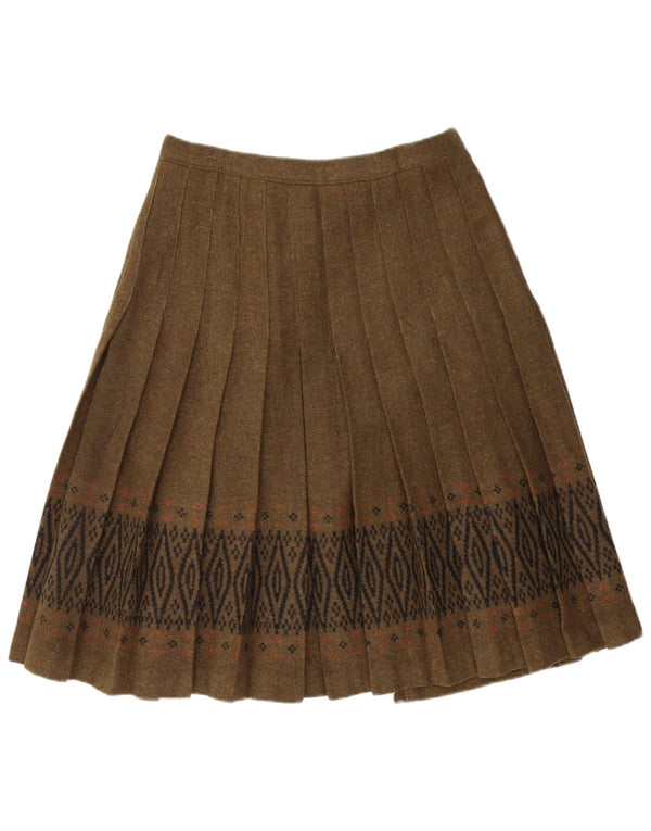 Damska plisowana spódnica w stylu vintage W30 Medium Khaki Geometric