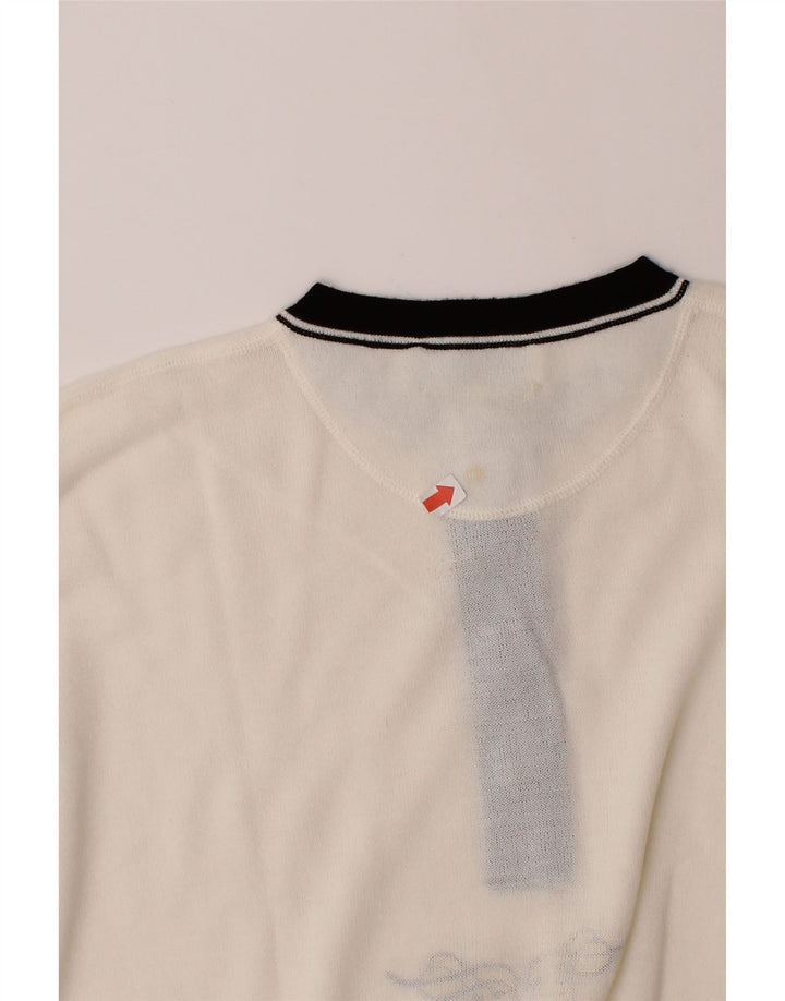 CARRERA Mens Short Sleeve Crew Neck Jumper Sweater Medium White Viscose Vintage Carrera and Second-Hand Carrera from Messina Hembry 
