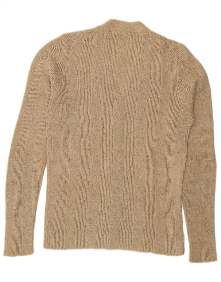 VINTAGE Womens Cardigan Sweater UK 12 Medium Beige Striped