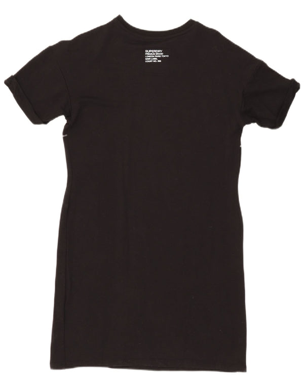 Damska sukienka T-shirt z grafiką Superdry UK 8 Small, czarna wiskoza