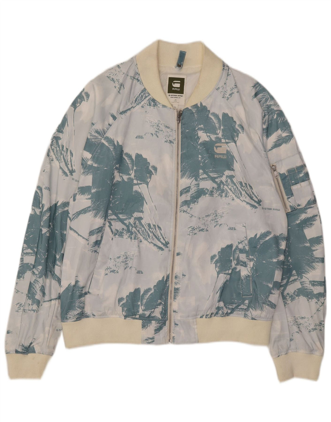 Męska kurtka bomber G-Star Graphic UK 44 2XL Niebieski kwiatowy poliester