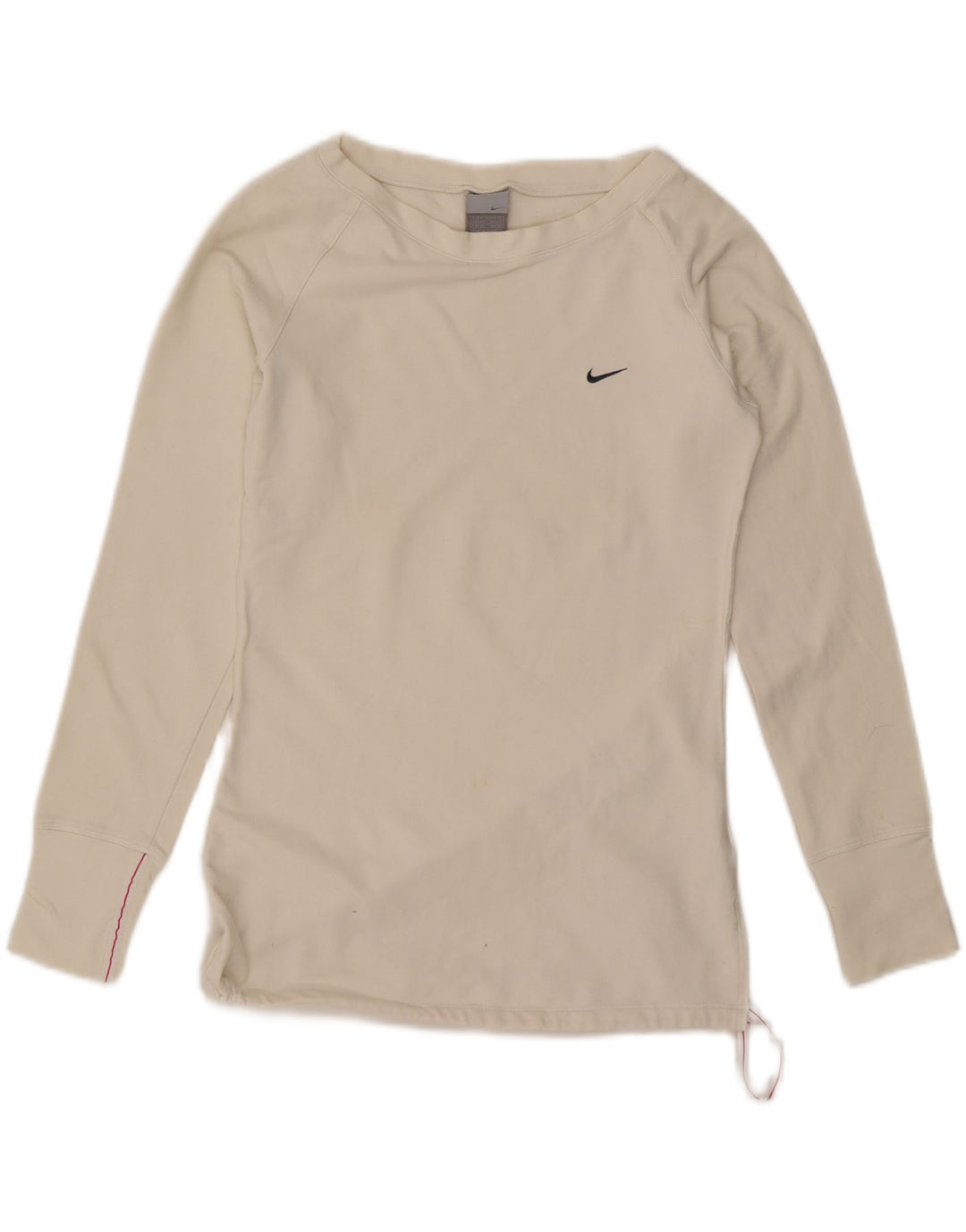 Damska koszulka Nike z długim rękawem, UK 10/12, średnia biała bawełna