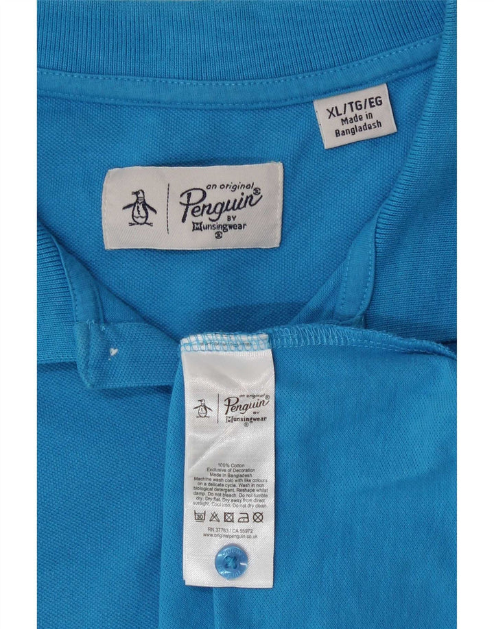 Męska koszulka polo Penguin XL, niebieska, bawełniana