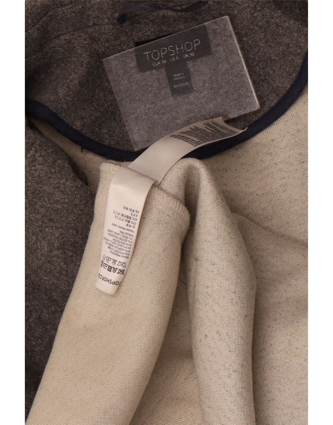Topshop damski płaszcz oversize UK 10 mały, szary, nakrapiany akryl
