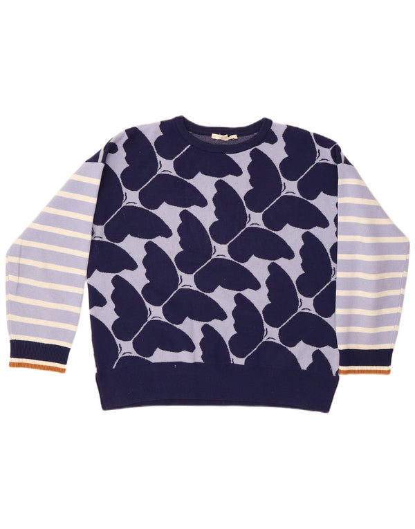 WHITE STUFF Damski sweter z okrągłym dekoltem UK 14 w duże granatowe paski