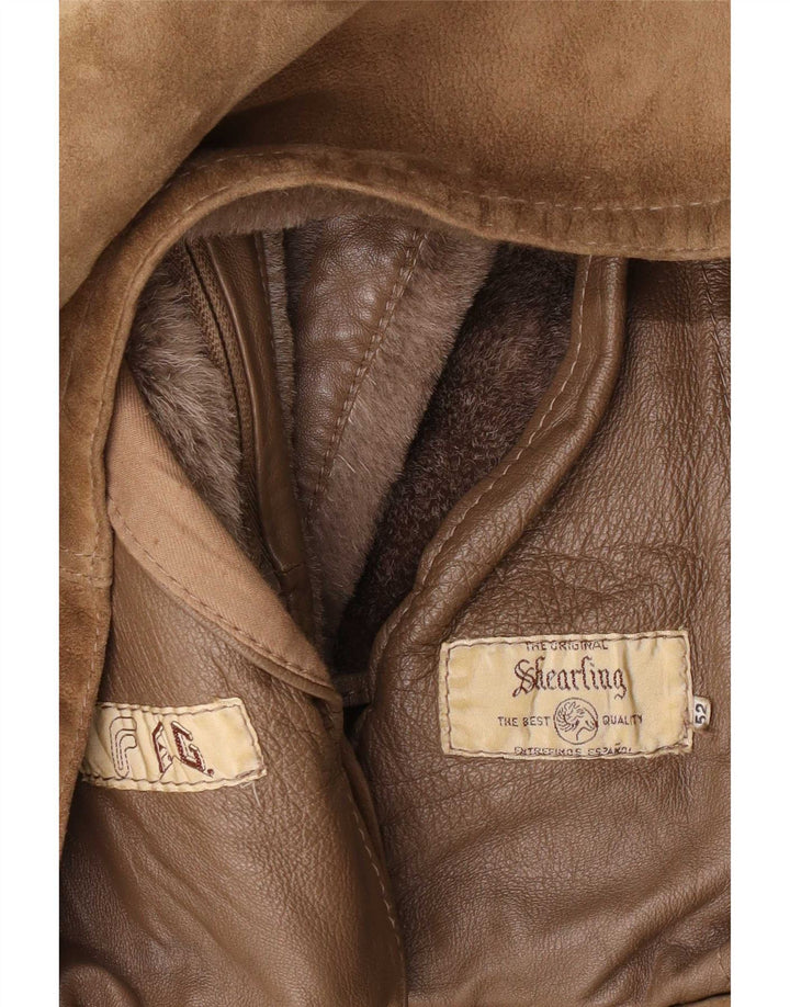 Vintage męska kurtka shearling IT 52 XL beżowa