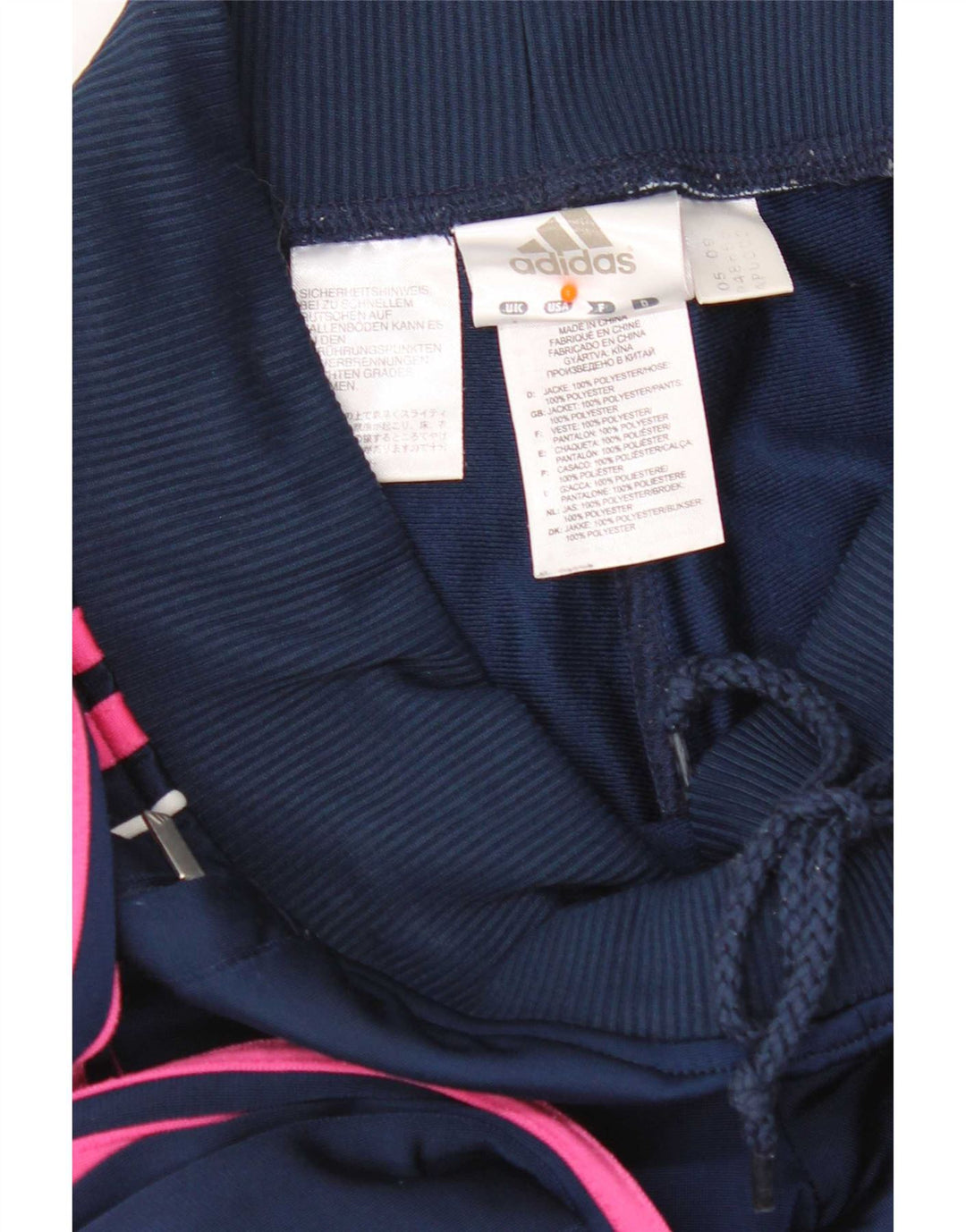 Damskie spodnie dresowe Adidas UK 8, małe, granatowe, poliestrowe