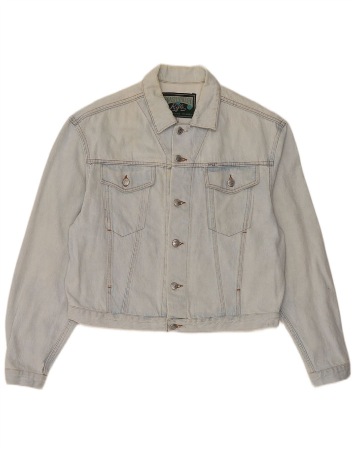 Damska kurtka jeansowa RIFLE Crop Oversize UK 10 Small, niebieska, bawełniana