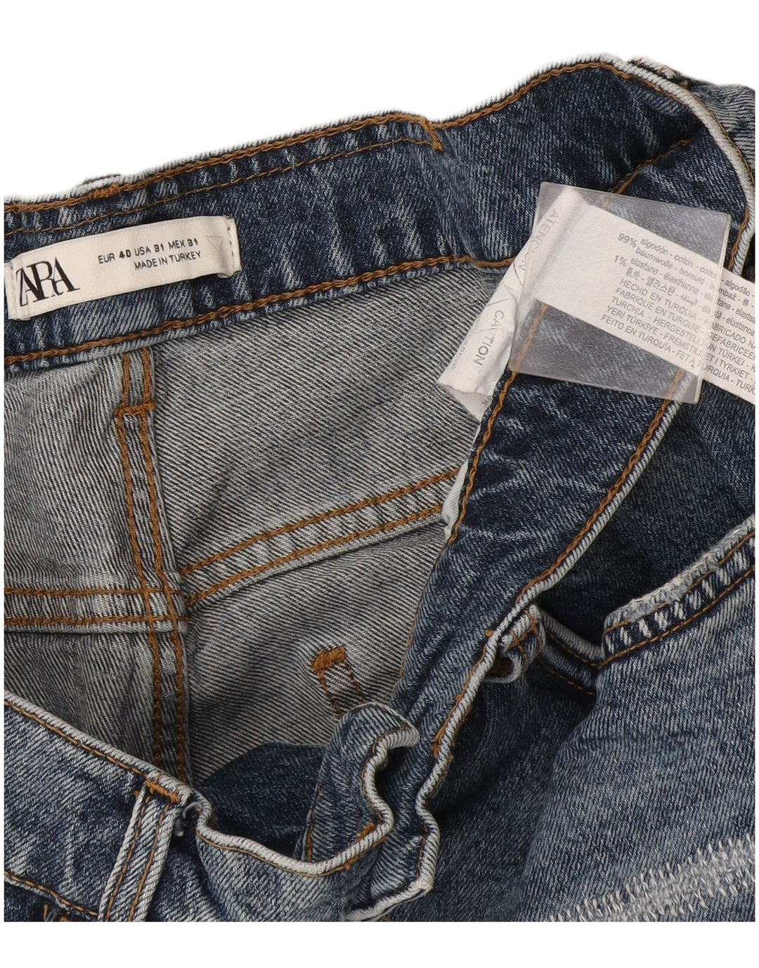Męskie spodenki jeansowe Zara w trudnej sytuacji EU 40 Medium W31, niebieska bawełna
