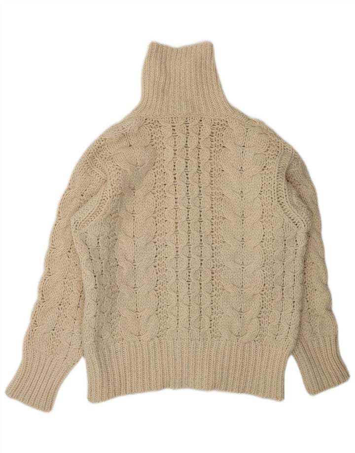 Męski sweter rozpinany na zamek błyskawiczny z kartką pocztową, mała wełniana w kolorze złamanej bieli