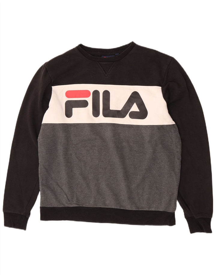 Męska bluza z grafiką Fila, mała czarna, bawełniana z blokami kolorów